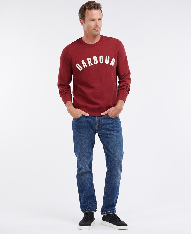 Sudaderas Barbour Prep Logo Crew Hombre Rojas | 847231-PDV