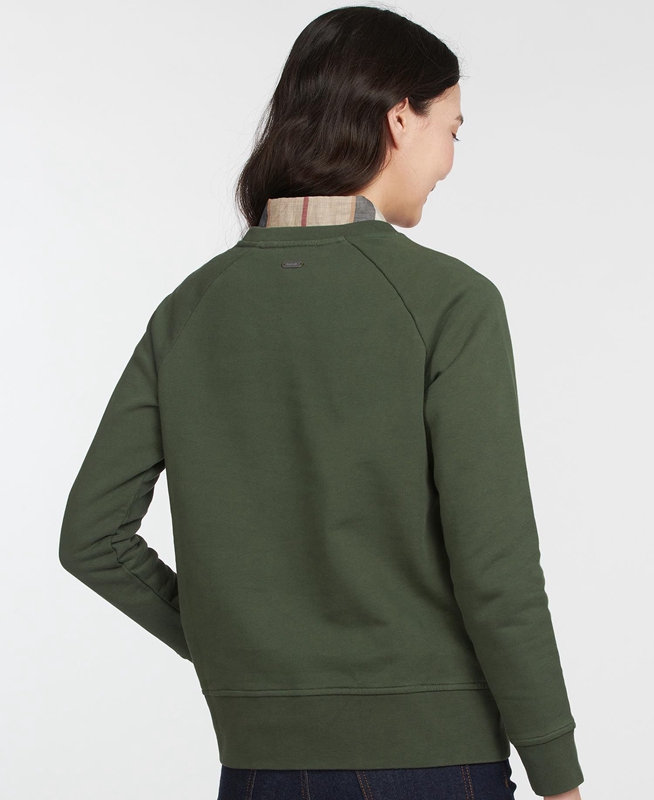 Sudaderas Barbour Sweatshirt Otterburn Mujer Verde Oliva | 693104-CRN