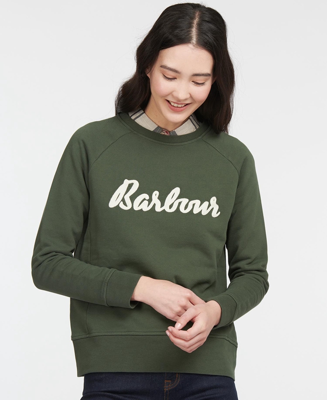 Sudaderas Barbour Sweatshirt Otterburn Mujer Verde Oliva | 693104-CRN