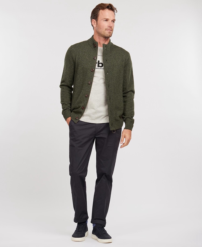 Suéteres Barbour Essential Cardigan Tisbury Zip Through Hombre Verde | 138256-DYP