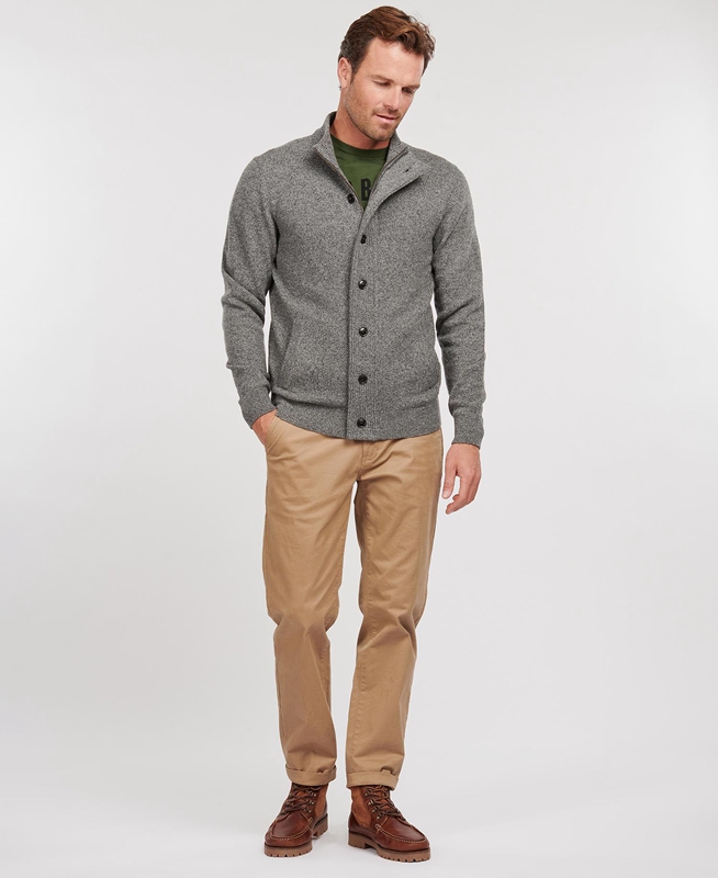 Suéteres Barbour Essential Cardigan Tisbury Zip Through Hombre Gris | 693285-UWS