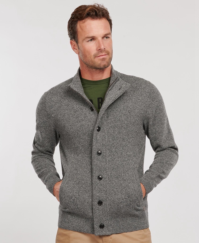 Suéteres Barbour Essential Cardigan Tisbury Zip Through Hombre Gris | 693285-UWS