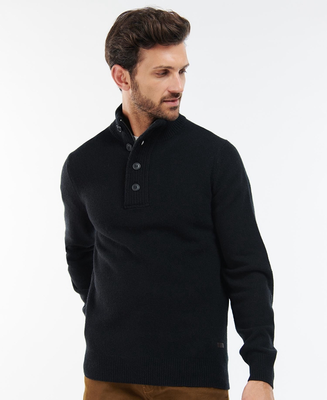 Suéteres Barbour Essential Elbow Patch Hombre Negras | 913460-TMJ