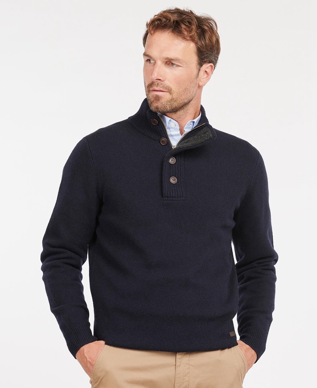 Suéteres Barbour Essential Patch Half Zip Hombre Azul Marino | 096782-DEC