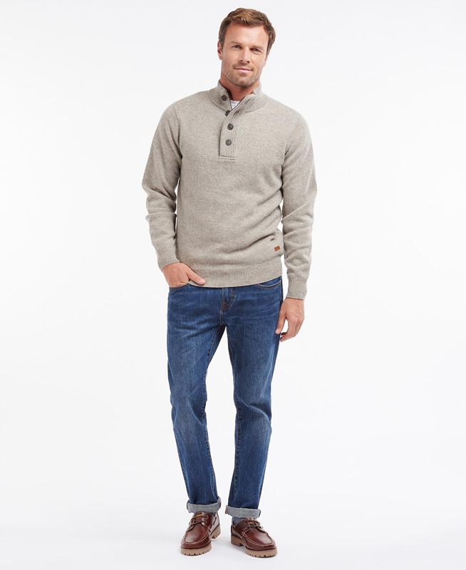 Suéteres Barbour Essential Patch Half Zip Hombre Gris | 108729-FKE