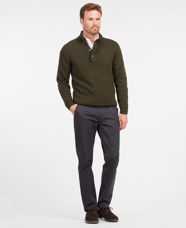 Suéteres Barbour Essential Patch Half Zip Hombre Verde Oliva | 485920-XPR