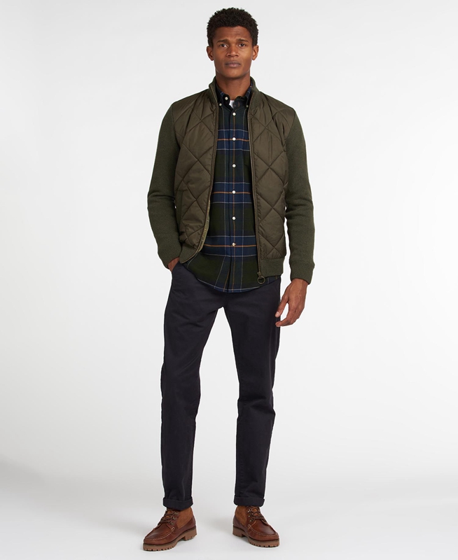 Suéteres Barbour Jacke Arch Diamond Quilt Knit Hombre Verde Oliva | 275490-KGO