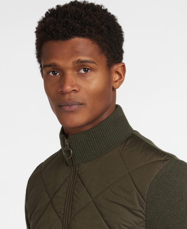 Suéteres Barbour Jacke Arch Diamond Quilt Knit Hombre Verde Oliva | 275490-KGO