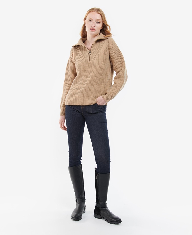 Suéteres Barbour Stavia Knit Mujer Beige | 127489-YJL