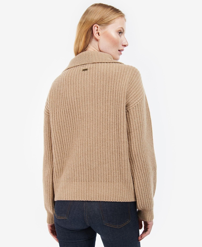 Suéteres Barbour Stavia Knit Mujer Beige | 127489-YJL