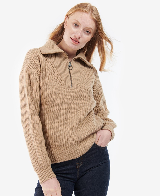 Suéteres Barbour Stavia Knit Mujer Beige | 127489-YJL