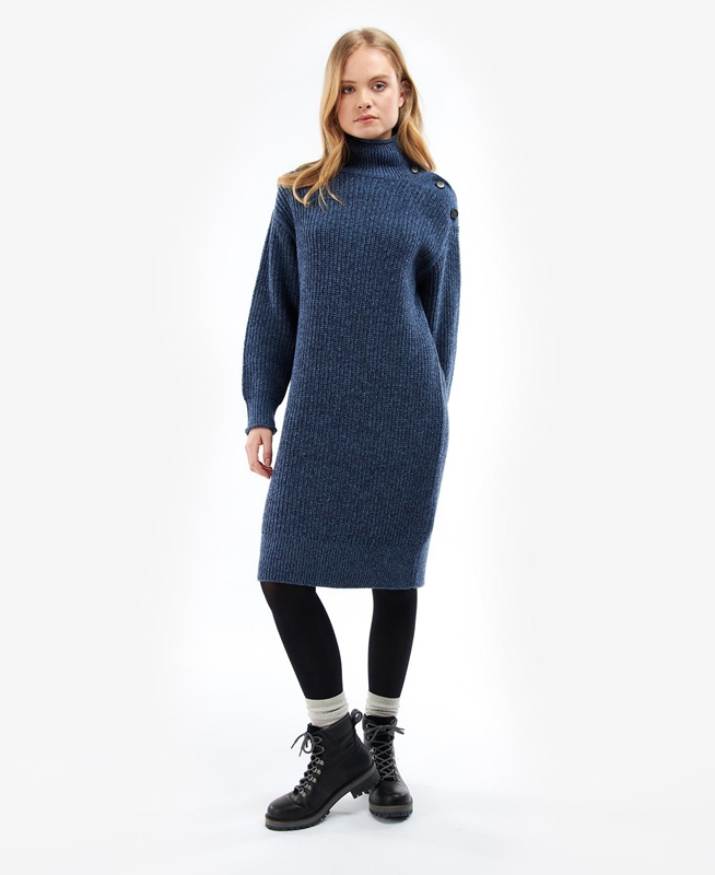 Vestido Barbour Greenwell Knitted Mujer Azules | 098576-LYJ